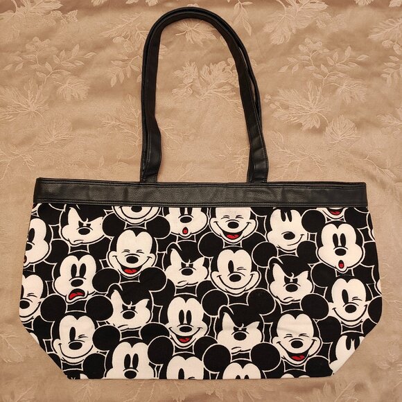 Disney Handbags - Disney Black and White Mickey Mouse Canvas Tote Bag, Used